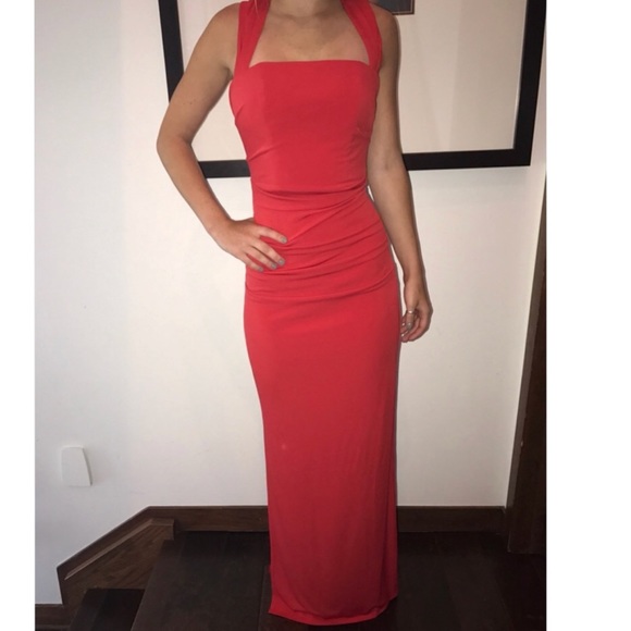 Red Cross Back Prom Dress